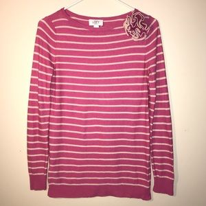 Ann Taylor LOFT Pink and White Striped Sweater